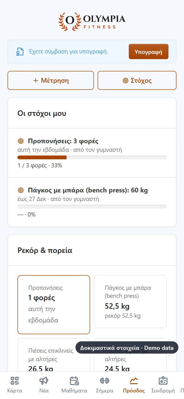 Στόχοι και πρόοδος